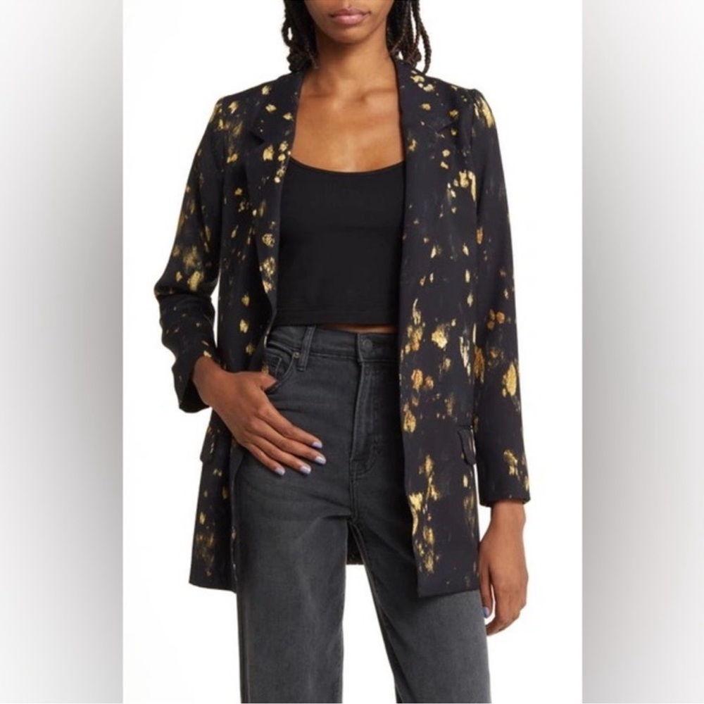 All Saints Black Blazer with Gold Accents Aleida